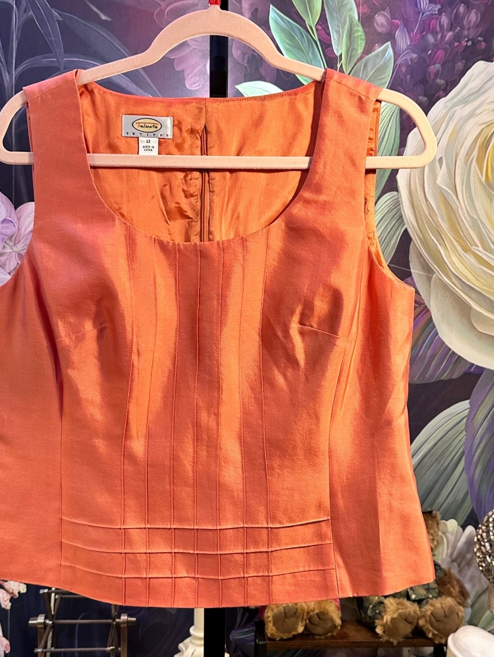 Talbots Petites 12 3 Piece Skirt Suit Set Silk Cotton Coral Career - Picture 6 of 14